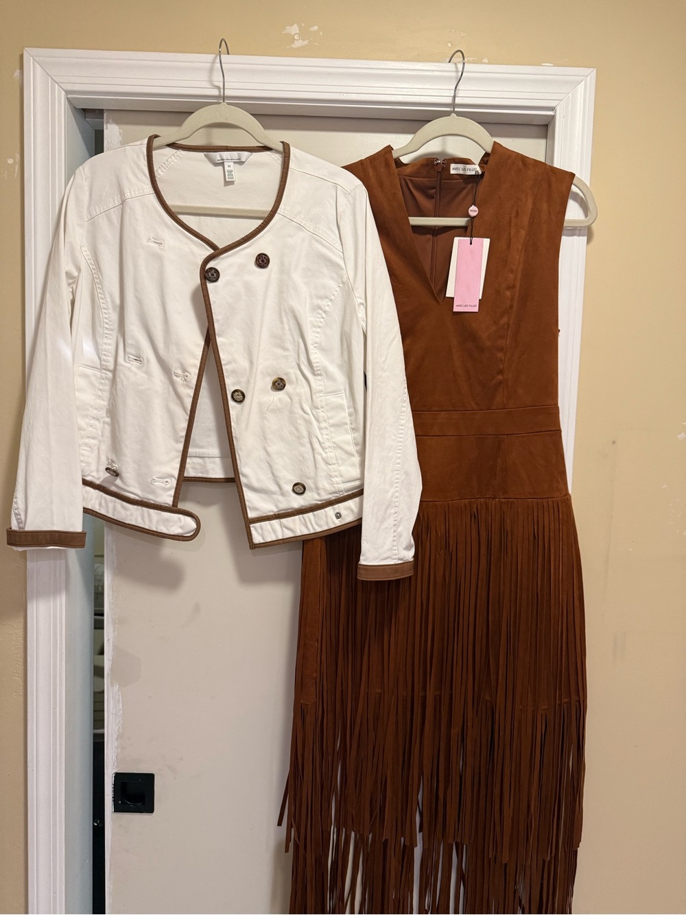 Avec Les Filles Brown Suede Fringe Midi dress - Picture 7 of 7